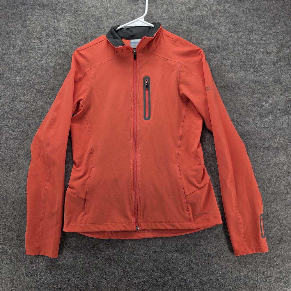 Columbia Jacket Womens S Orange Titanium Softshell Full Zip Pockets Omni-Shield